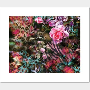 Animal Print and Pink Roses Posters and Art